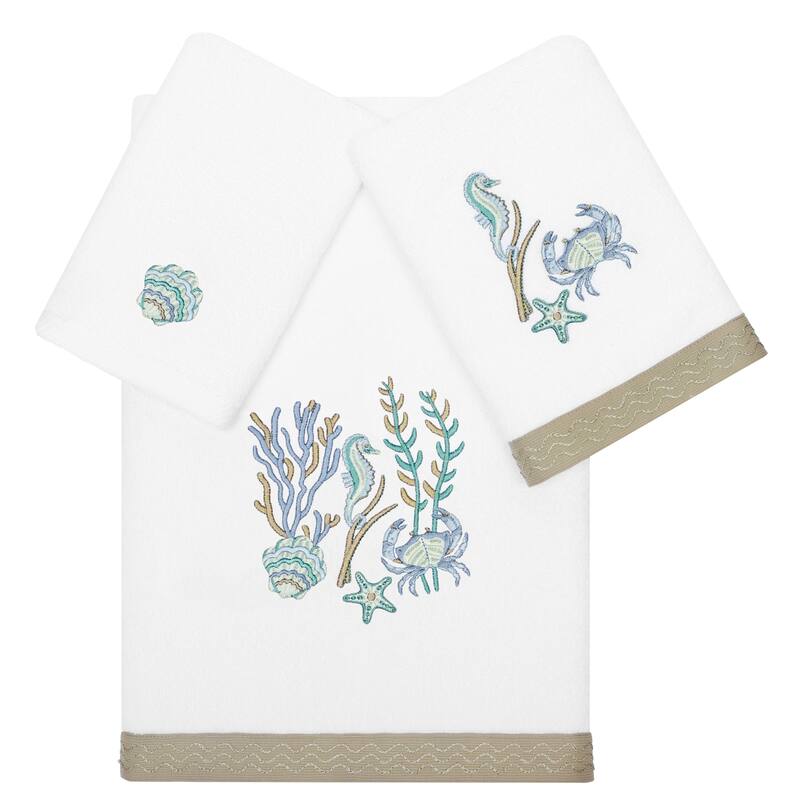 Authentic Hotel and Spa Turkish Cotton Aaron 3PC Embellished Towel Set - White