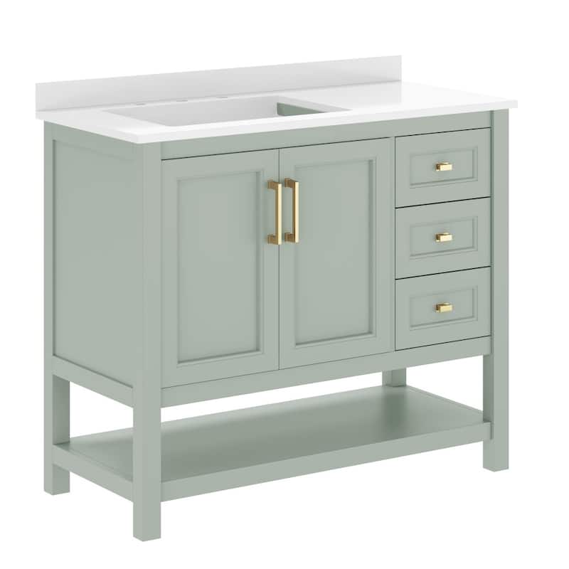 Bathroom Vanity with Sink, Open Storage, and Storage Drawers