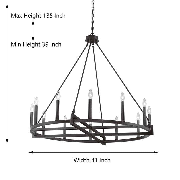 Acroma 12 Light 41In Modern Farmhouse Wagon Wheel Chandelier-UL Certified