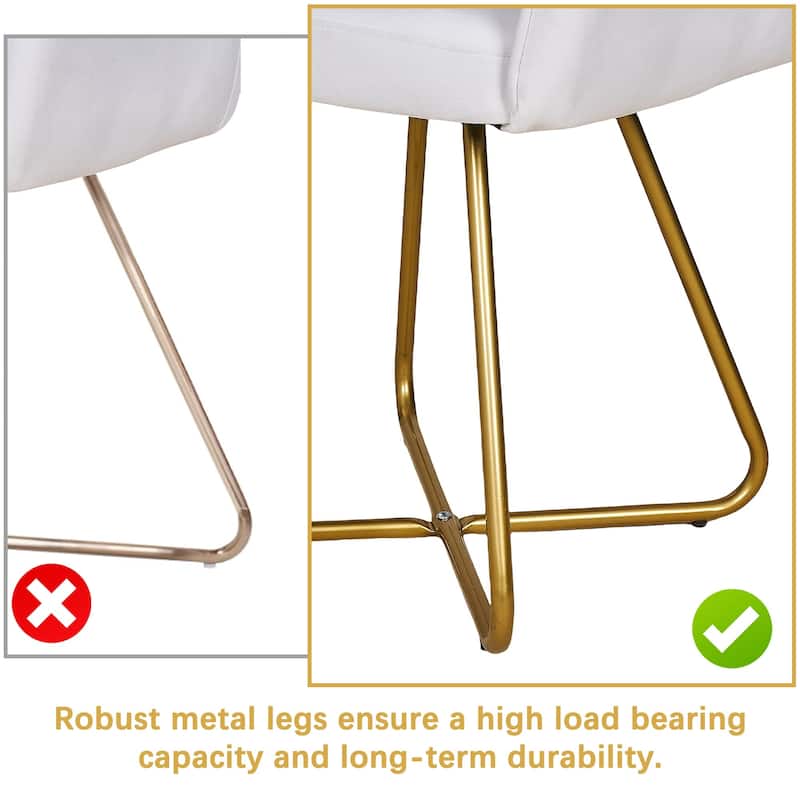 Velvet Modern Accent Chair Vanity Chair Set of 2, Comfy Makeup Chair with Back, Upholstered Dining Chairs Leisure Armchair