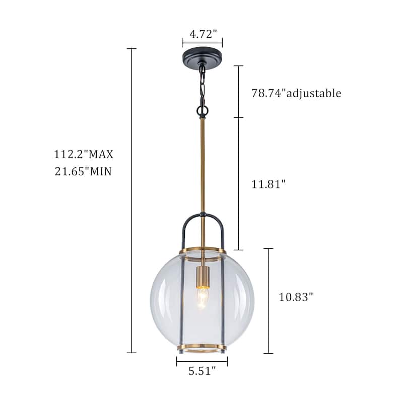 Industrial 1-Light Brass Lantern Glass Pendant Light