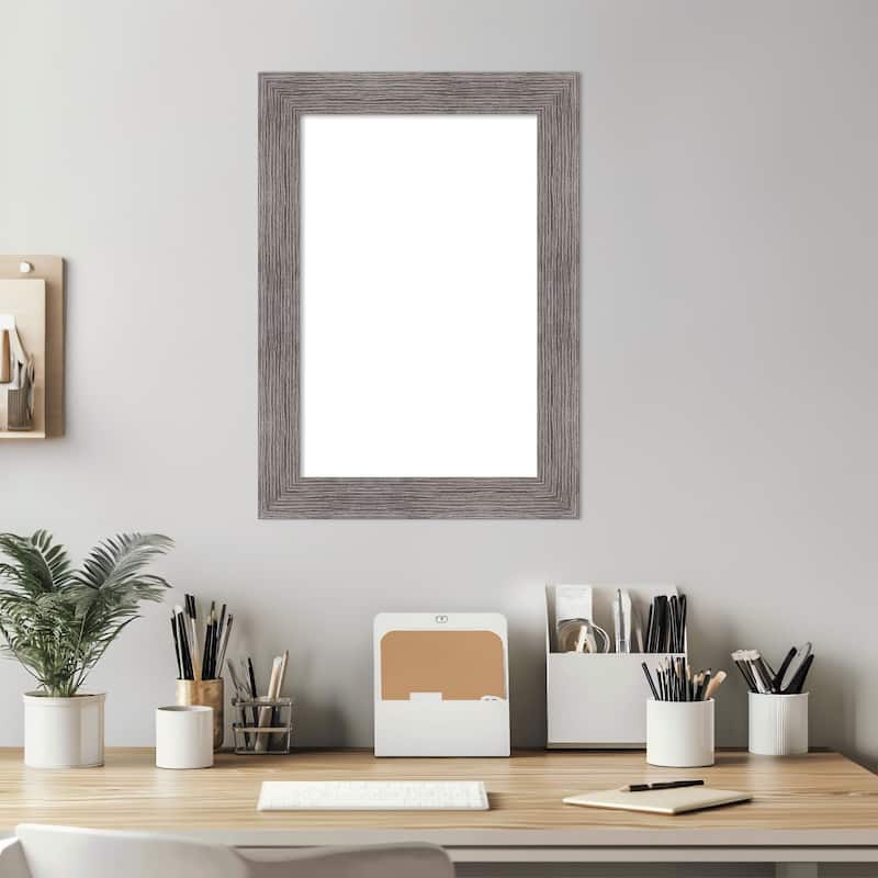 Amanti Art Pinstripe Plank Grey Narrow Framed Dry Erase Magnetic Board