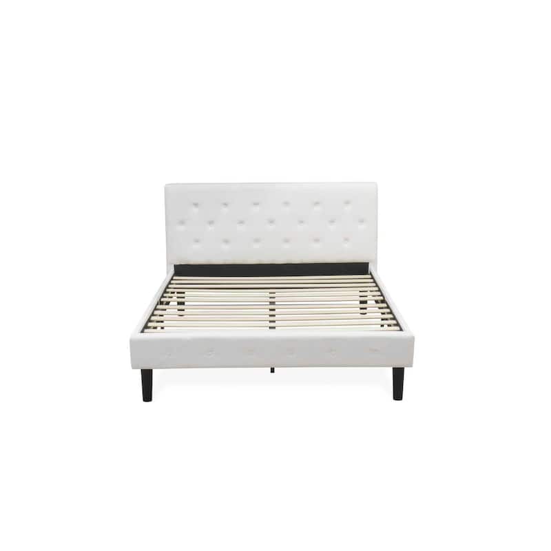 Queen Size Platform Bed Frame - Upholstered Velvet Headboard & Footboard - Modern Bedroom Furniture
