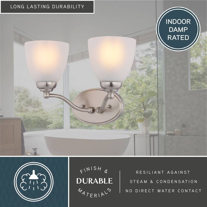 Bellwood Traditional Bathroom Vanity Wall Lighting Fixture, Glass Shade, Dimmable, LED Compatible, Over the Mirror Mount