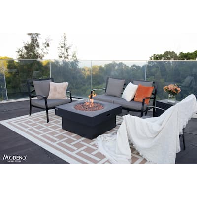 Modeno Branford 50,000 BTU Black Concrete Natural Gas Fire Table with Lava Rocks & Cover - 34.3 X 34.3 X 16.9