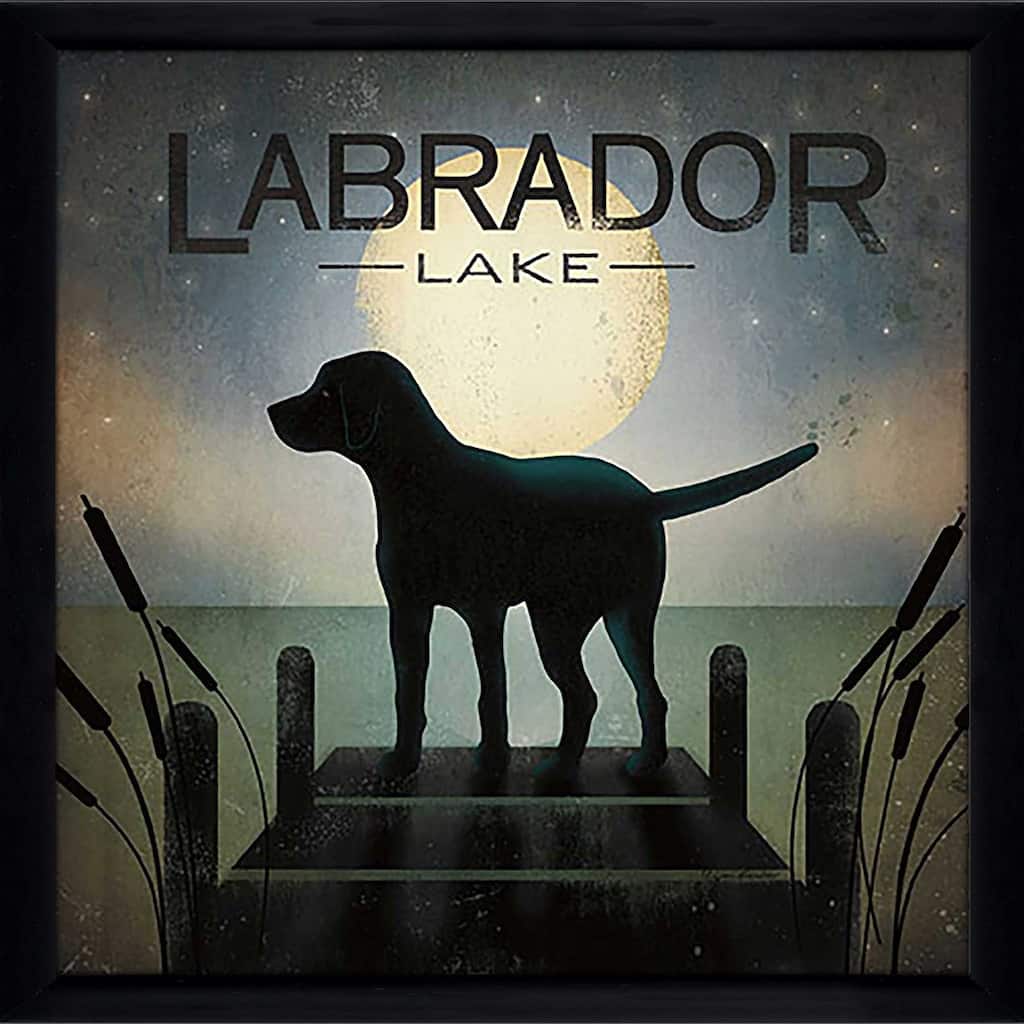 "Moonrise Black Dog Labrador Lake" by Ryan Fowler Print on Acrylic.