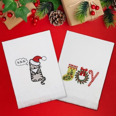 American Soft Linen Christmas Towel Set 100% Turkish Cotton 16x28 inches Christmas Hand Towels XMAS Gift