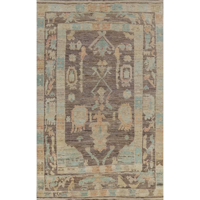 Vegetable Dye Oriental Oushak Turkish Rug Hand-Knotted Wool Carpet - 6'7" x 9'9"
