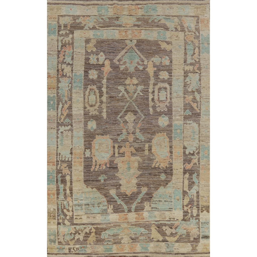 Vegetable Dye Oriental Oushak Turkish Rug Hand-Knotted Wool Carpet - 6'7" x 9'9"