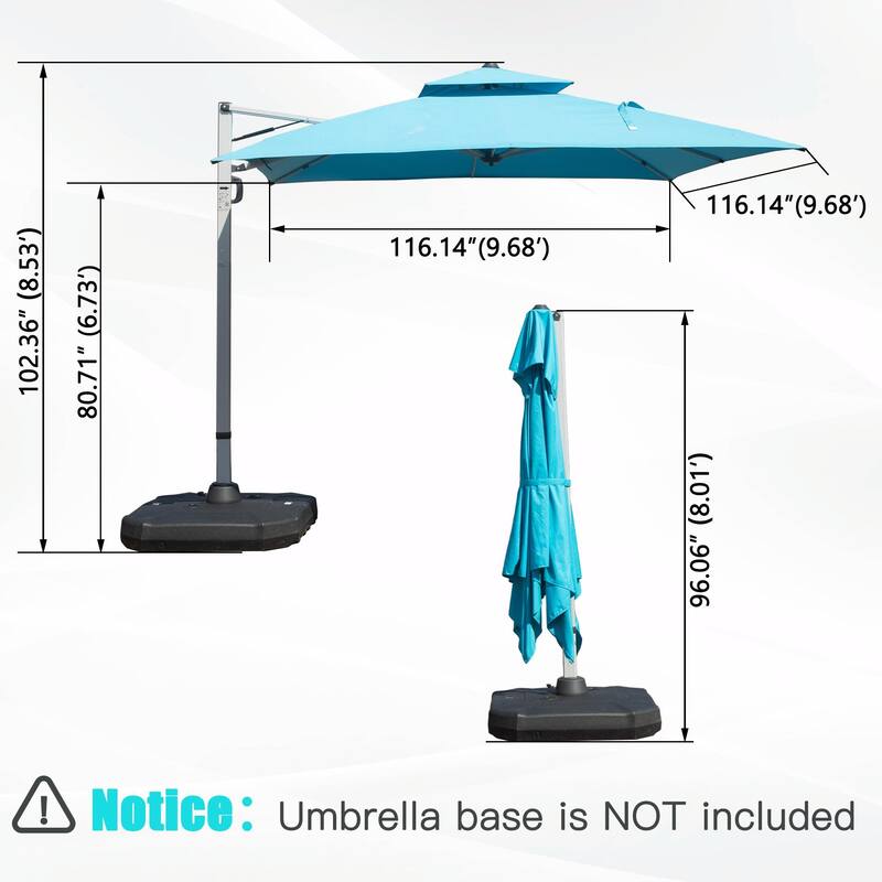 Aluminum Patio Umbrella - 360° Rotation, Hydraulic Lift