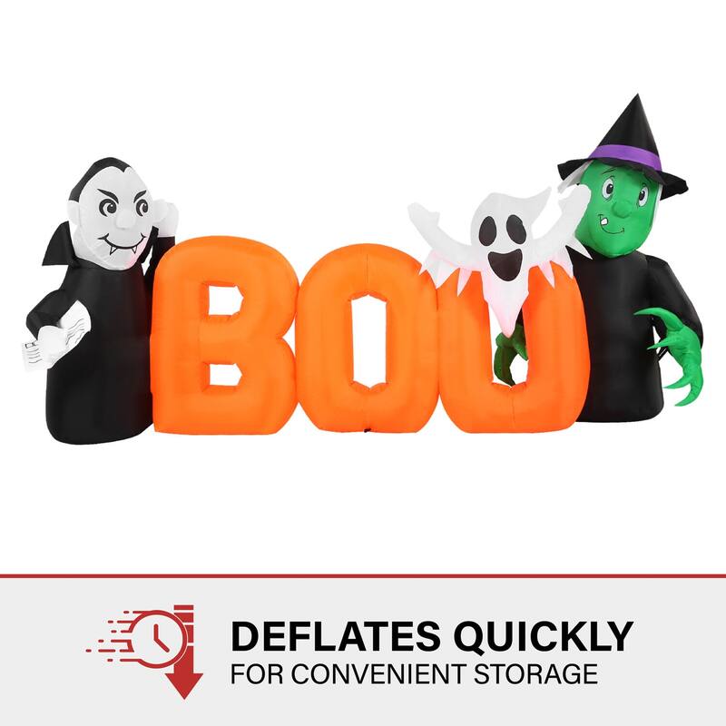 Haunted Hill Farm 6.5-Ft. Wide Pre-lit Inflatable Boo Sign