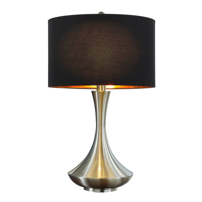 Aladdin 30" Brushed Steel LED Table Lamp With Black Shade