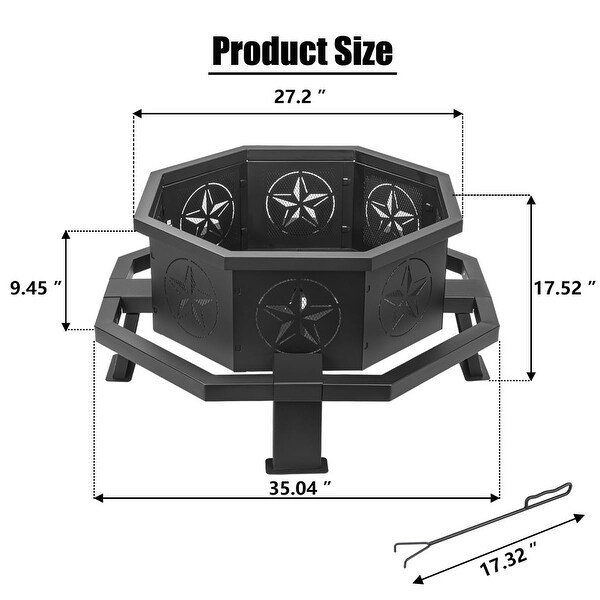 d*7様 bonfire go outside x MMF コラボ　Foot T 35 Inch Octagonal Fire Pit,Outdoor Fire Pit,Wood Burning Firepit