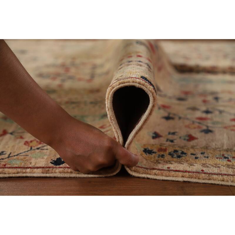 Hand Knotted Oriental 100% Wool Carpet Traditional All-Over Multi-Colored Ziegler Area Rug - 9' 8'' X 6' 3''