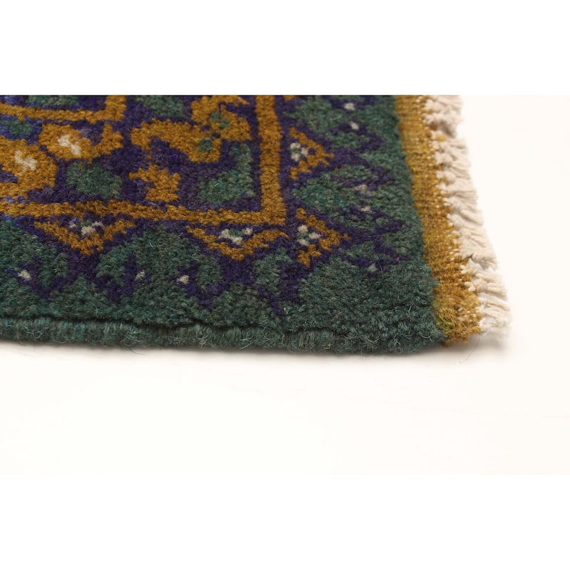 ECARPETGALLERY Hand-knotted Afghan Green Wool Rug - 3'3 x 4'9