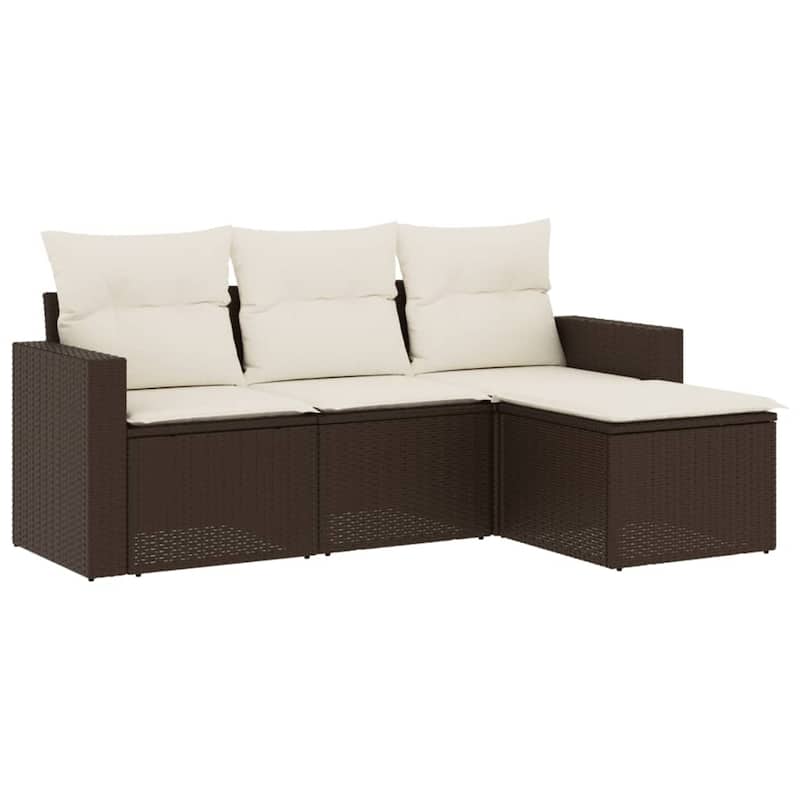 vidaXL Garden Sofa Set Brown PE rattan, powder-coated steel Large - 73.2 x 24.4 x 27.2 in