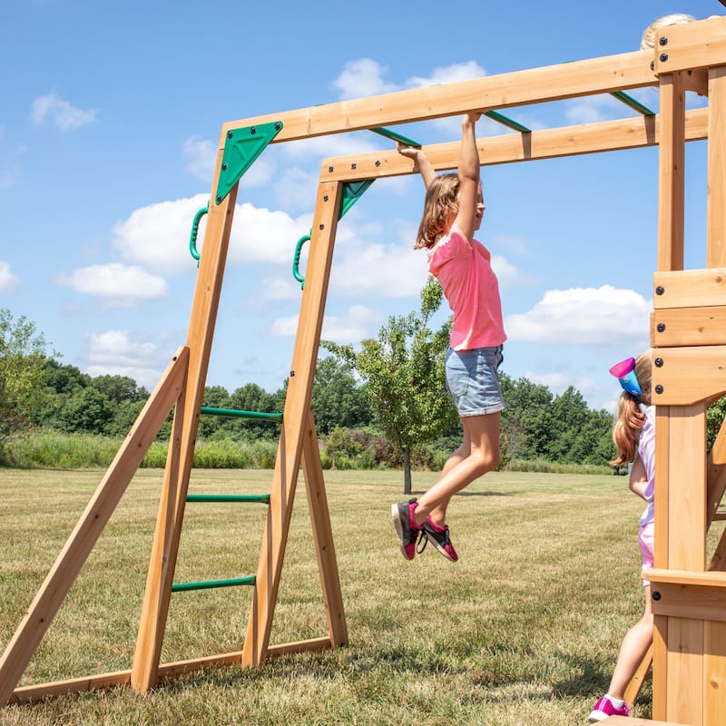 Backyard Discovery Montpelier Cedar Wood Swing Set, Slide, Clubhouse