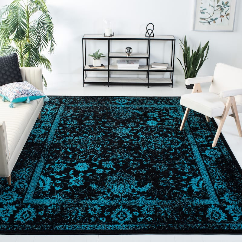 SAFAVIEH Adirondack Dakota Rustic Shabby Chic Distressed Rug - 11' x 15' - Black/Teal - Rectangle