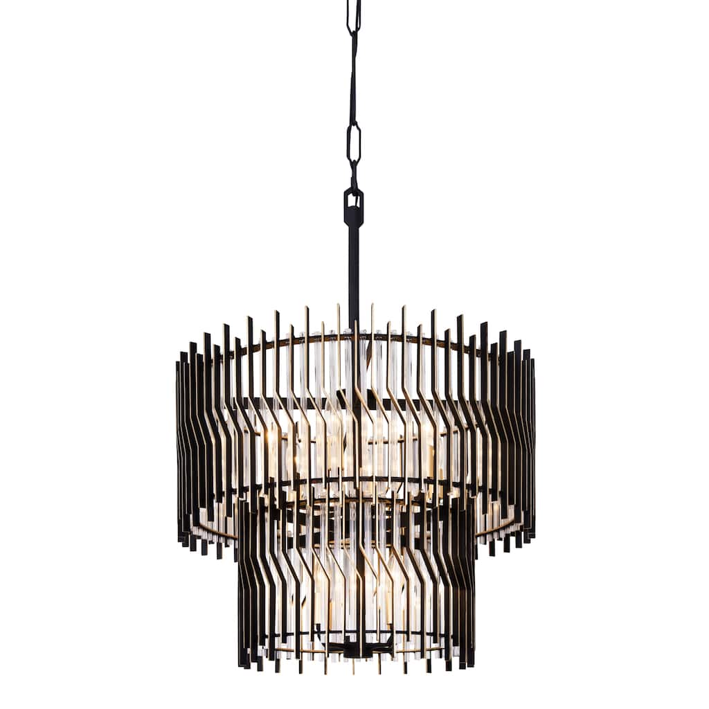 Varaluz Park Row 2-Tier Chandelier - Matte Black/French Gold
