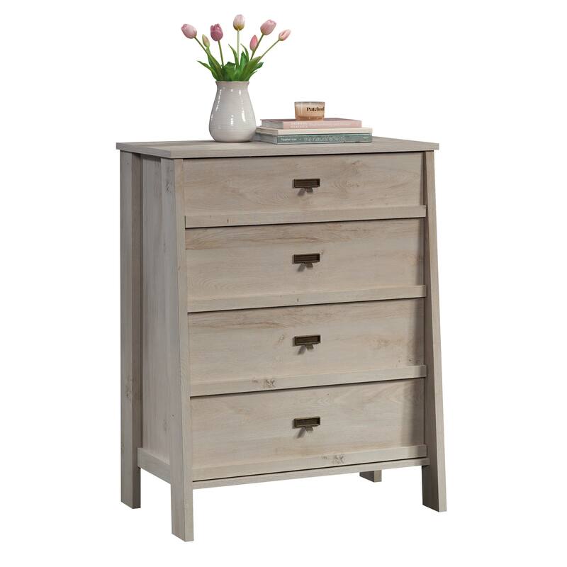 Engineered Wood Farmhouse 4-Drawer Chest, Gray