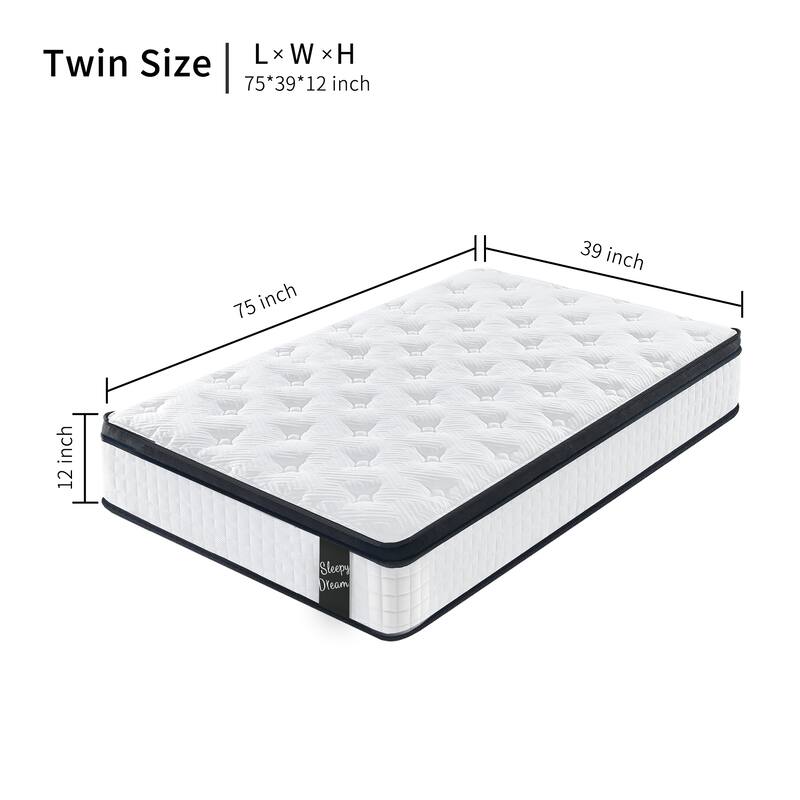 12 Inch 7-Zoned Cool Memory Foam Individual Pocket Spring Hybrid Mattress