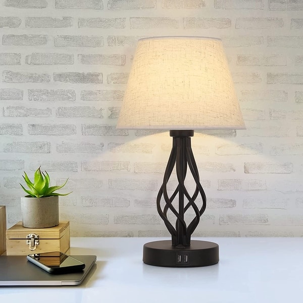 Bedside Table Lamp Set of 2 with Dual USB Ports - 1PCS