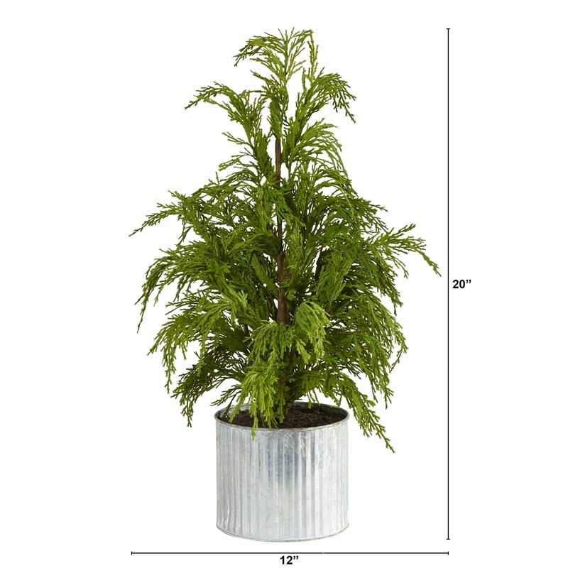 20 Inch Artificial Christmas Tree with Planter - Holiday Pine Decor for Home, Office, Tabletop - Green - 11-20 Inches