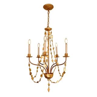 5 Light Mini Chandelier in Antique Gold