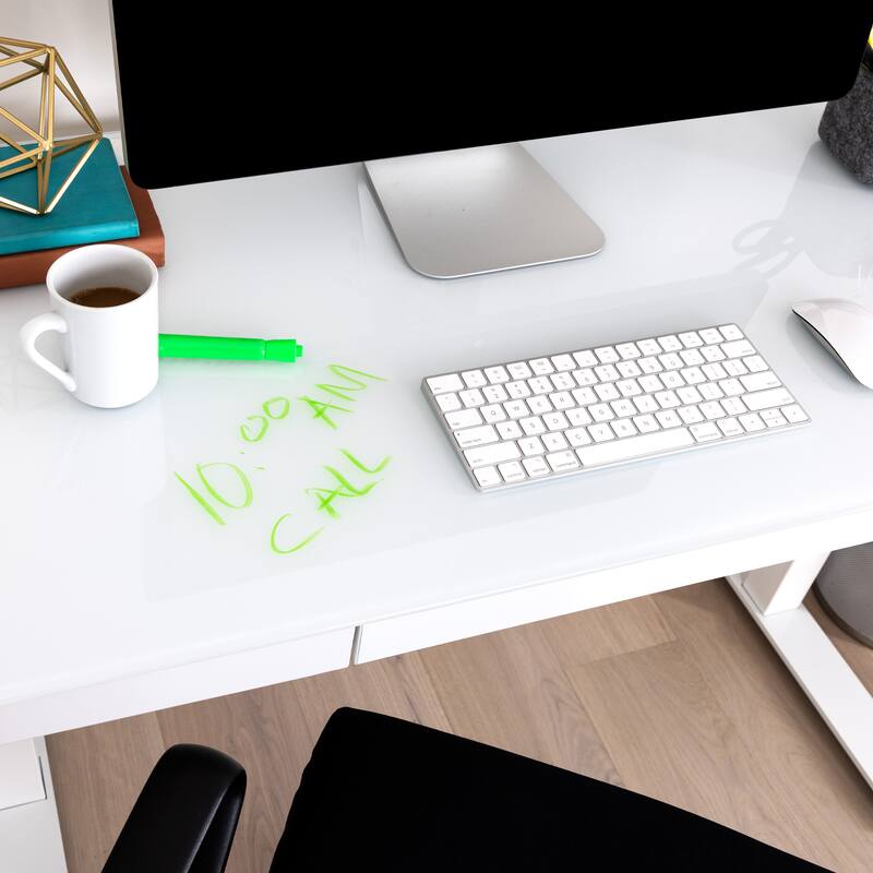 AIRLIFT 47.5 in Tempered Glass Electric Standing Desk Top Dual 2.4A USB Charging Port Height Adjustable to 47.5 in H