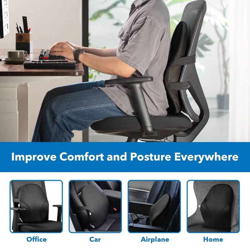 Mount-It! Ergo Collection Memory Foam Lumbar Support, Black (MI-1107)