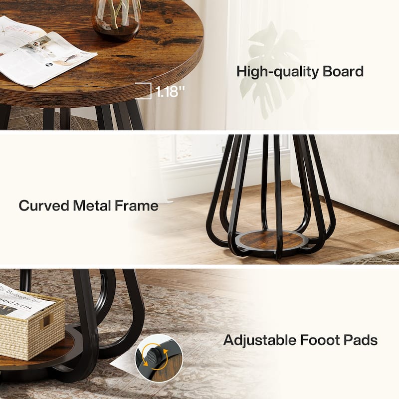2-Tier Small Round Side Table