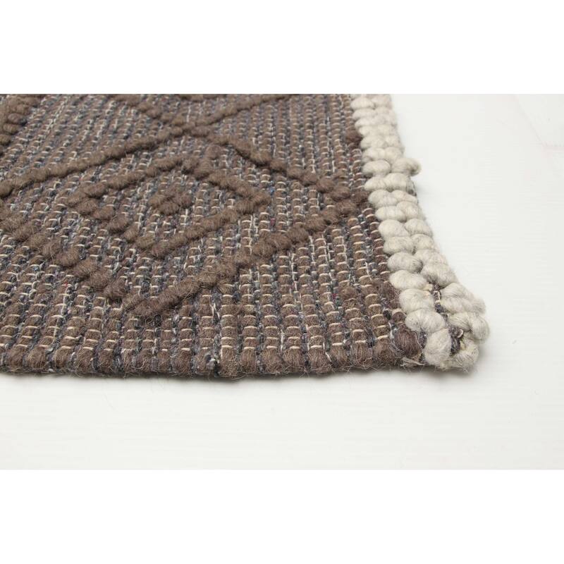 ECARPETGALLERY Braid weave Sienna Brown Wool Rug - 6'1 x 9'1
