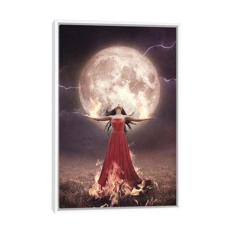 iCanvas "Full Moon In Aries" by Midnight Moon Visuals Framed Canvas Print - White - 26x18