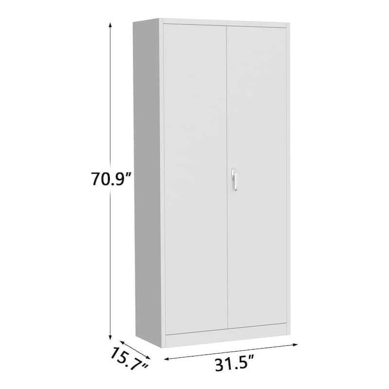 71" Metal Storage Cabinet with Doors for Garage, Office, Bedroom, Shop - N/A