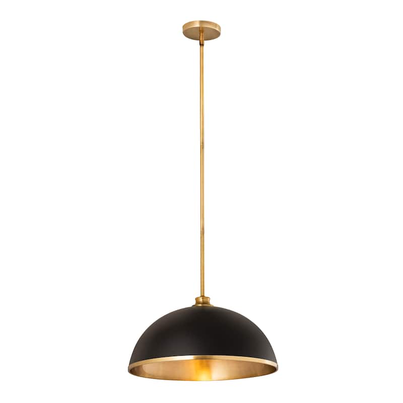 Landry 1 Light Pendant - Matte Black + Rubbed Brass
