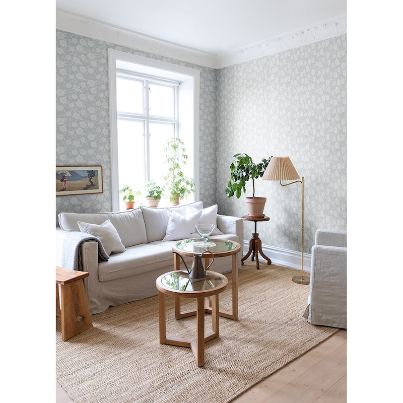 A-Street Prints Lizette Light Blue Charming Floral Wallpaper