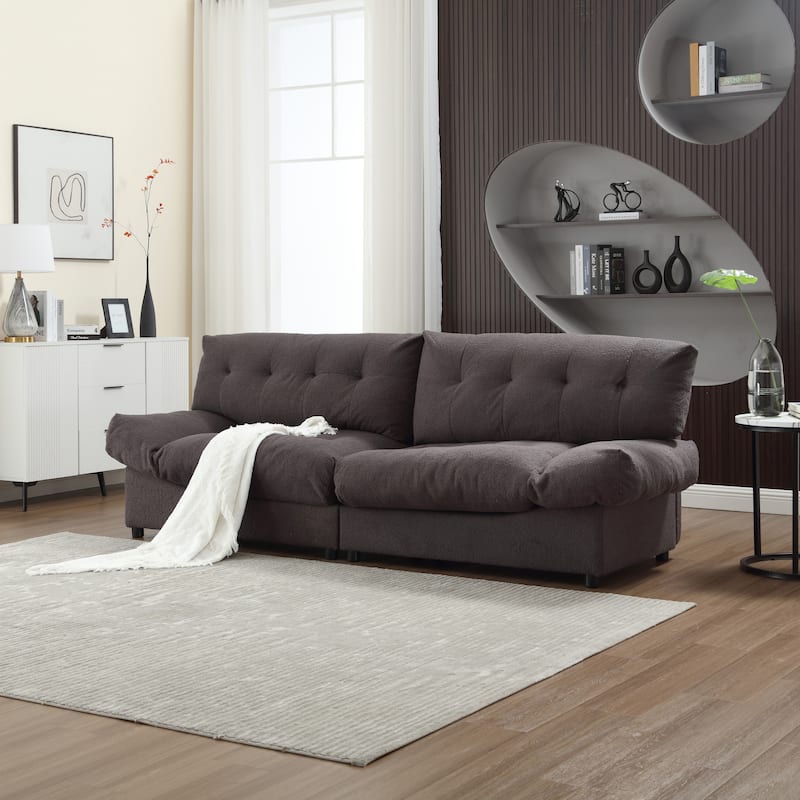 96-In Cloud Style Modular Sofa,Teddy Fabric Sofa Couches for Living Room