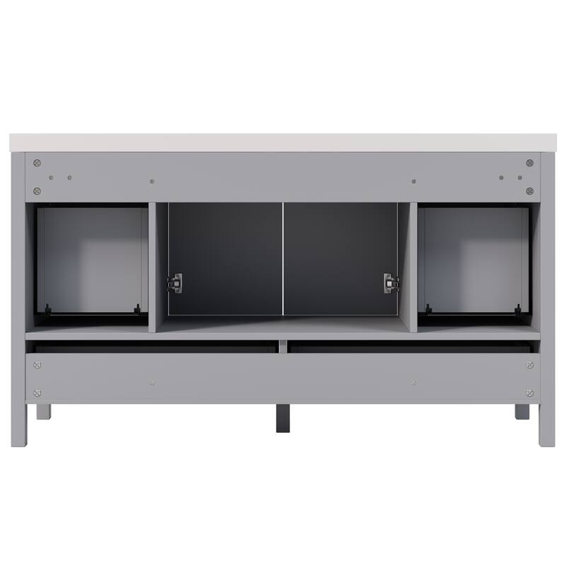 Christopher Knight Home - Modern 60-Inch Bathroom Vanity with Separate Sink and Soft-Close Storage