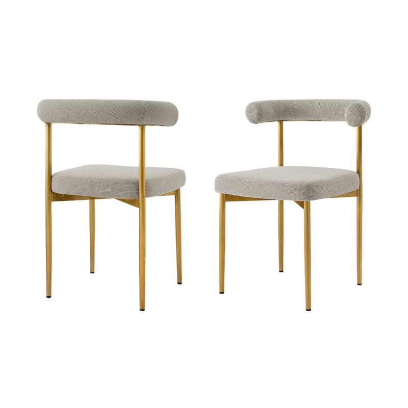 Set of 2 Upholstered Open Back Dining Chairs with Metal Legs - 20.50” x 23.50” x 30.50”