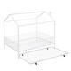 preview thumbnail 5 of 11, House-Shaped Metal Full Size House Bed with Semi-enclosed Fence and Twin Size Trundle
