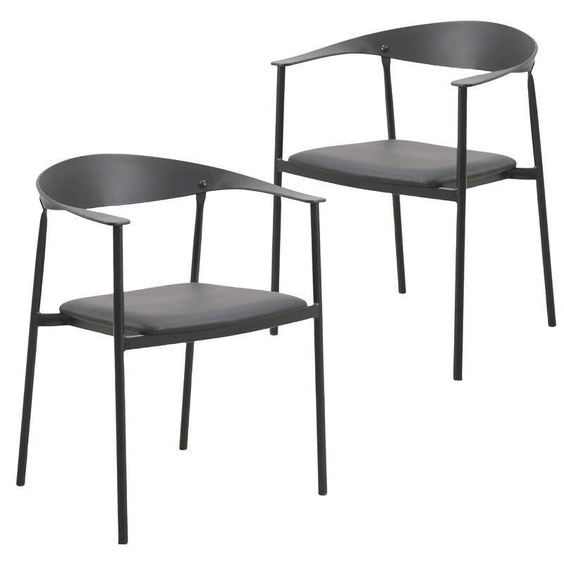 Leather Dining Chair with Stainless Steel Frame Set of 2 Kora Series