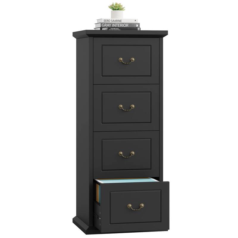 51-Inch Tall 4-Drawer File Cabinet Wood Vertical Storage Cabinet for Home Office A4/Letter/Legal Files