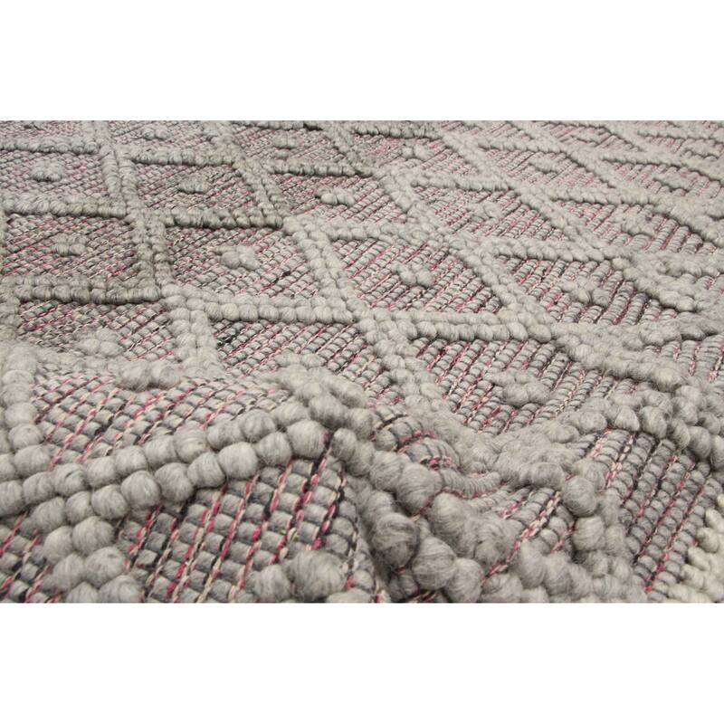 ECARPETGALLERY Braid weave Sienna Grey Wool Rug - 5'1 x 7'8