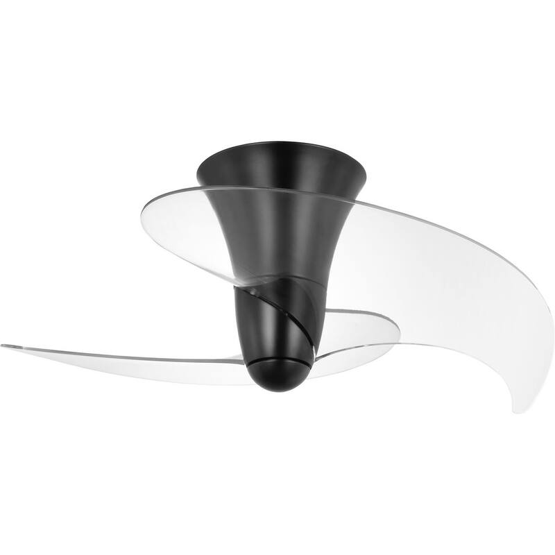 Beal Collection 33.19-in. Two-Blade Matte Black Modern Ceiling Fan with Clear Blades - 33.19 in x 33.19 in x 13.94 in