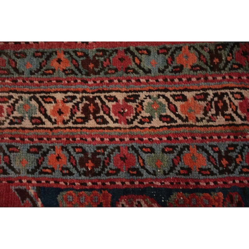 Hand Knotted Oriental 100% Wool Carpet Traditional Geometric Red Heriz Runner Rug - 17' 1'' X 3' 3''