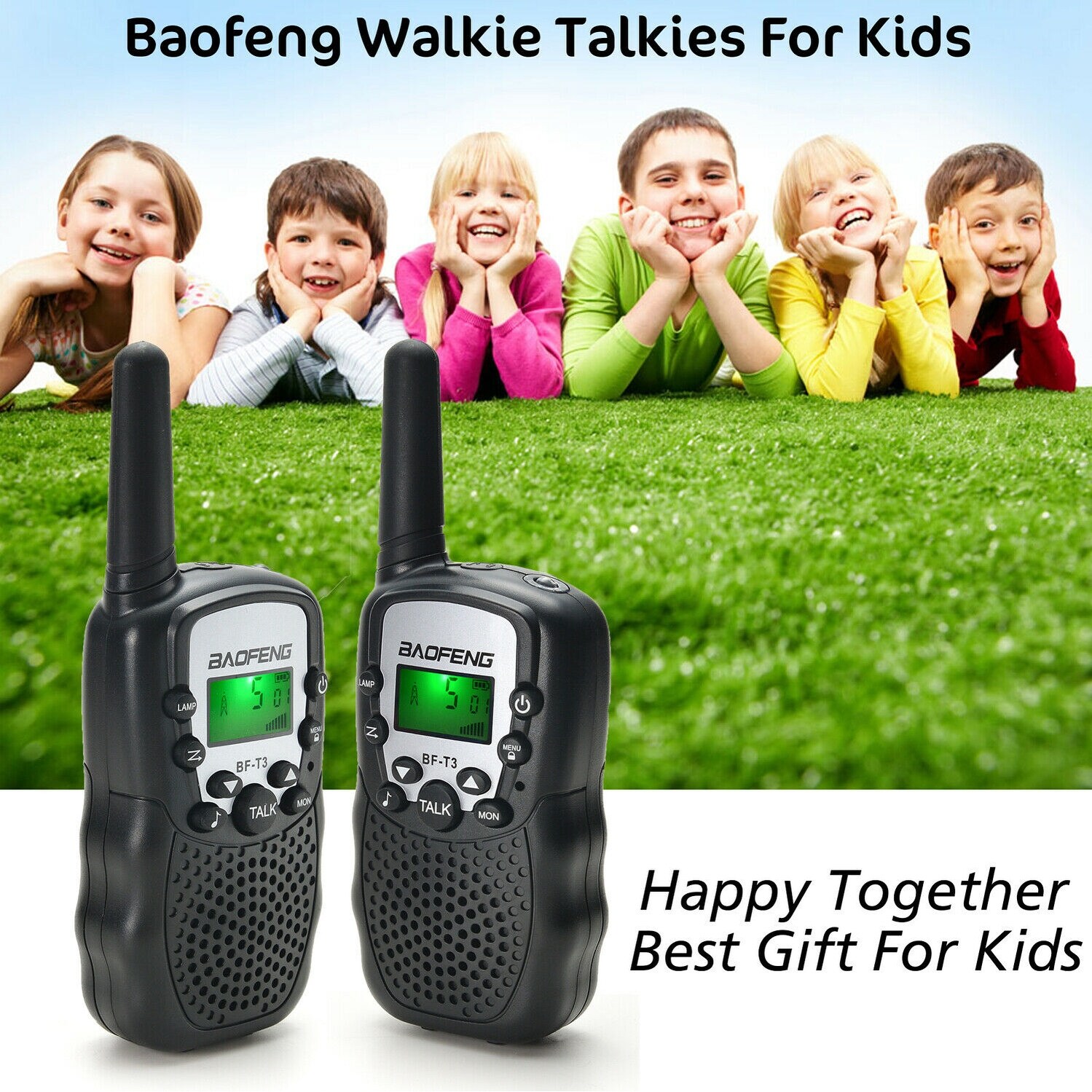 Baofeng Walkie Talkies 22 Channels 2 Way Radio 3 Miles (Up to 5 Miles)  FRS/GMRS Toy for Kids 2 Pack 