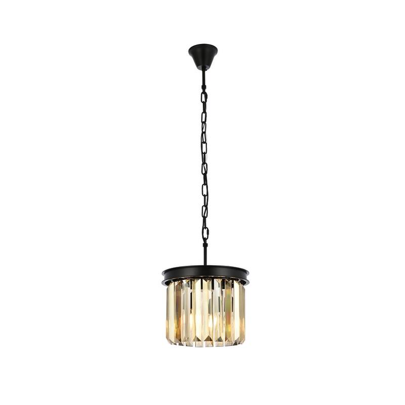 Royce Edge 3-Light Matte Black Pendant - matte black (royal cut golden teak crystals)