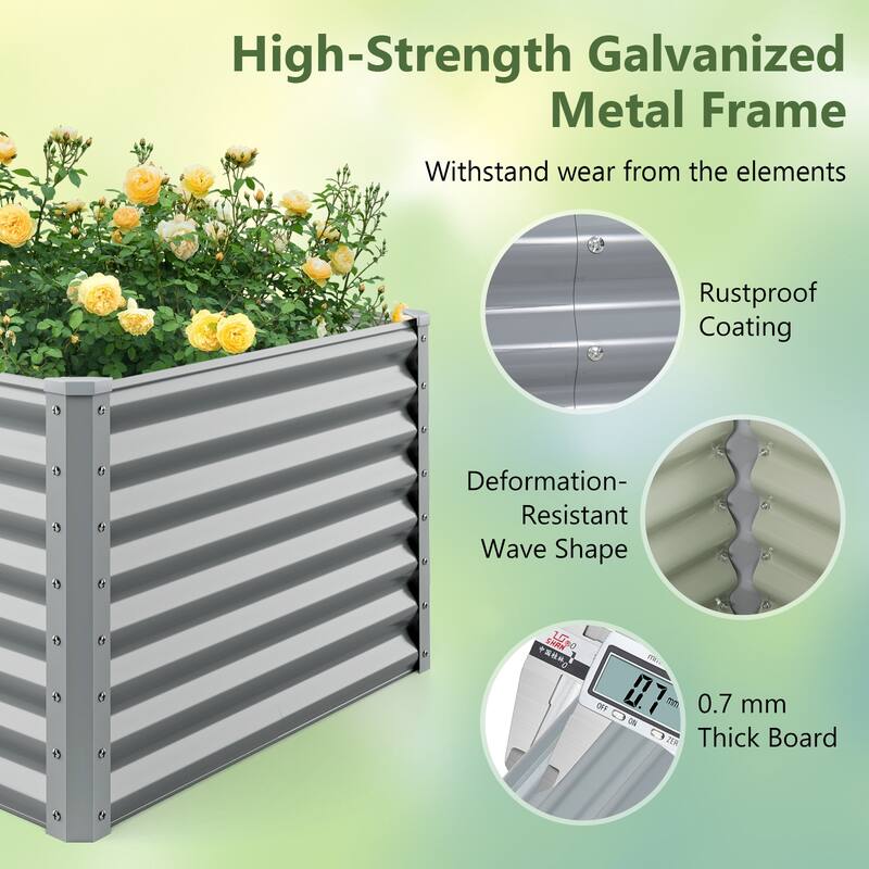 Gymax Raised Garden Bed Large Metal Planter Box Kit for Vegetable Herb