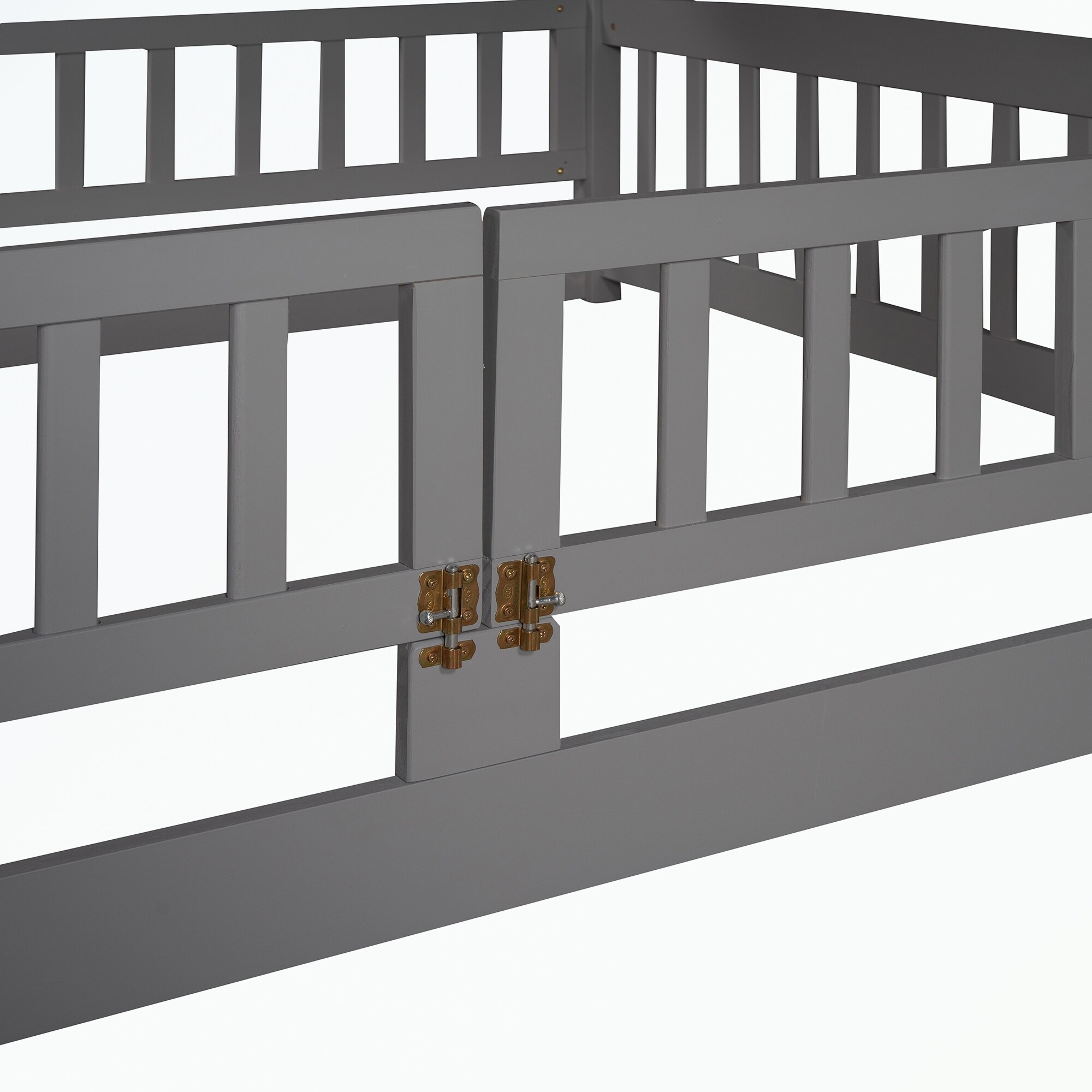 Full Over Full Low Bunk Bed with Fence and Ladder Bed Bath