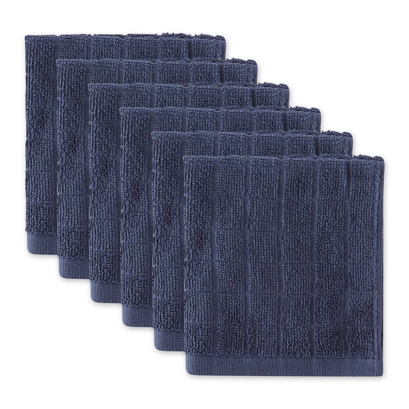 DII Solid Windowpane Terry Dishcloth Set of 6 - French Blue